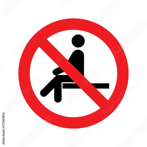 No sitting vector design prohibition safety sign standar ISO 7010
