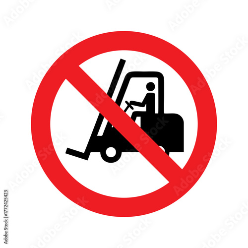 No access for forklift trucks and industrial vehicles vector design prohibition safety sign standar ISO 7010