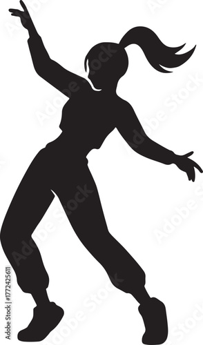 a female dancer in stylish sportswear dynamic pose hip hop street dance modern dance