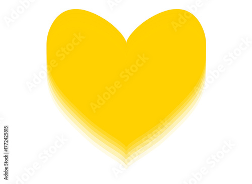 Gradient shading yellow heart on transparent background. PNG