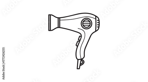 Classic handheld hair dryer outline graphic for styling and beauty content vector