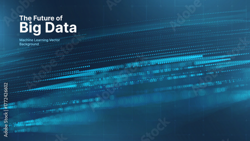 Blue Tech Digital Data Flow Vector Background. Big Data Technology Lines. Data Transmission Concept. High Speed Internet. Information Matrix Flow in Virtual Reality Cyberspace. Vector Illustration.