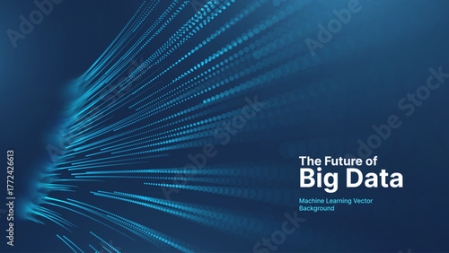 Blue Tech Digital Data Flow Vector Background. Big Data Technology Lines. Data Transmission Concept. High Speed Internet. Information Matrix Flow in Virtual Reality Cyberspace. Vector Illustration.