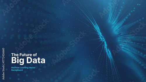 Blue Tech Digital Data Flow Vector Background. Big Data Technology Lines. Data Transmission Concept. High Speed Internet. Information Matrix Flow in Virtual Reality Cyberspace. Vector Illustration.