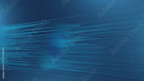 Blue Tech Digital Data Flow Vector Background. Big Data Technology Lines. Data Transmission Concept. High Speed Internet. Information Matrix Flow in Virtual Reality Cyberspace. Vector Illustration.