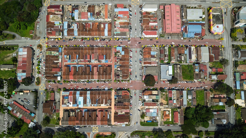 Top view of Kuala Kubu Baharu old town in Hulu Selangor.