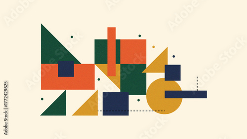 Photos Abstract Minimalist Geometric Shapes Composition Background in Bauhaus Style wit
