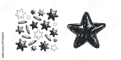 Hand Drawn Stars and Crayons Collection