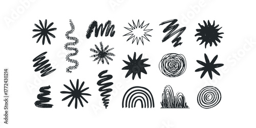 Collection of Hand Drawn Abstract Shapes and Scribbles