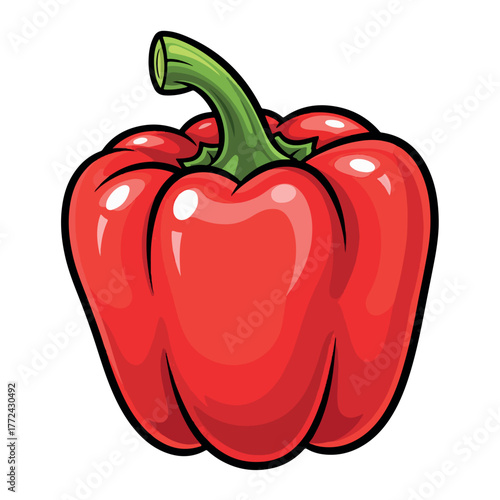 pepper, food, red, vegetable, paprika, green, sweet, vegetarian, vector, illustration, bell pepper