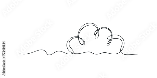 Single line drawing of a cloud shape