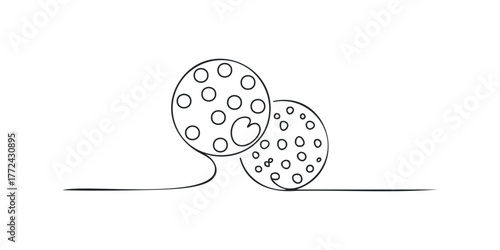 Two abstract spherical objects with round holes on white