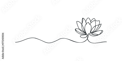 Minimalist Lotus Flower Line Art