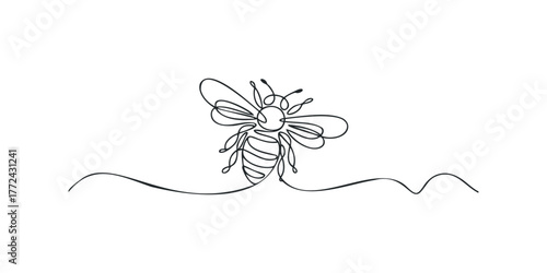 Single Line Drawing of a Bee in Flight