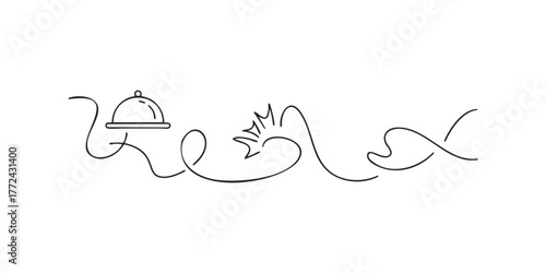 Simple Line Drawing Food Cloche and Abstract Shape