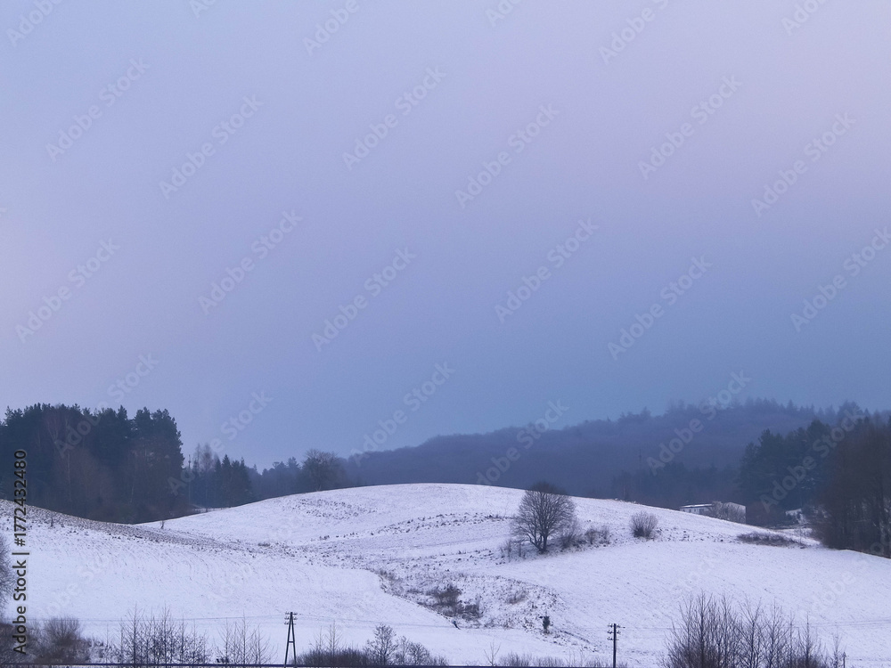 Fototapeta premium Winter landscape in Kashubia.