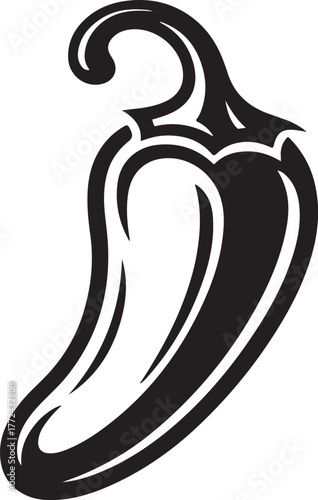 Chili Pepper Icon Symbol, Spicy Food Ingredient, Hot Spice Illustration, Red Vegetable