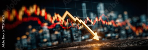 Financial market crash showing declining stock value arrow