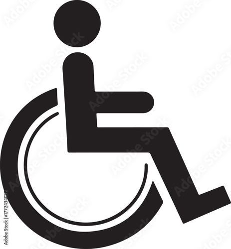 Accessibility Icon for Disabled Wheelchair Access Symbol in Black and White