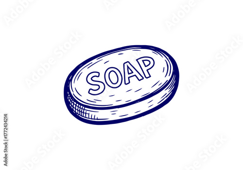 Soap bar hand drawn simple sketch vector illustration