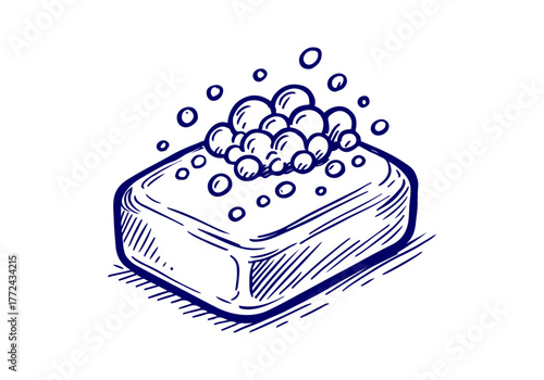 Soap bar hand drawn simple sketch vector illustration
