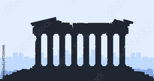 Parthenon Athens skyline. Trendy cityscape silhouette