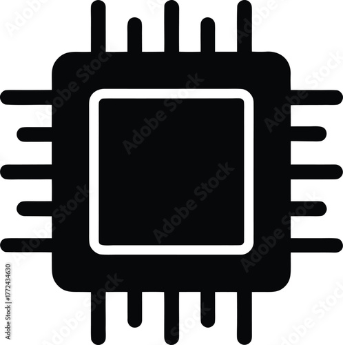 Computer Processor Vector Illustration: CPU Microchip Technology, Microprocessor, Silicon Chip, Electronic Component - Isolated on Transparent Background