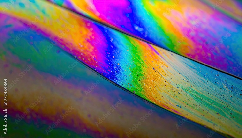 Obraz premium Vibrant Rainbow Swirl Soap Film Macro Photography