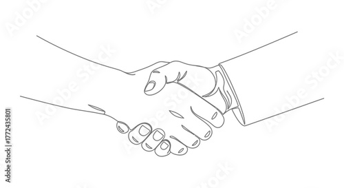 Two hands shake in a gesture of agreement and partnership.