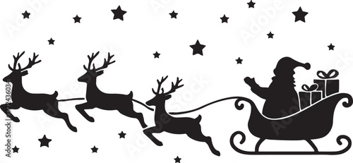 Santa Claus sleigh silhouette vector