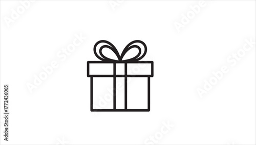 Clean line art gift box icon for celebrations and presents