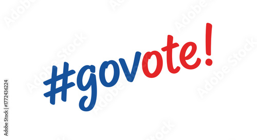 The hashtag #govote is written in red and blue on a white background.