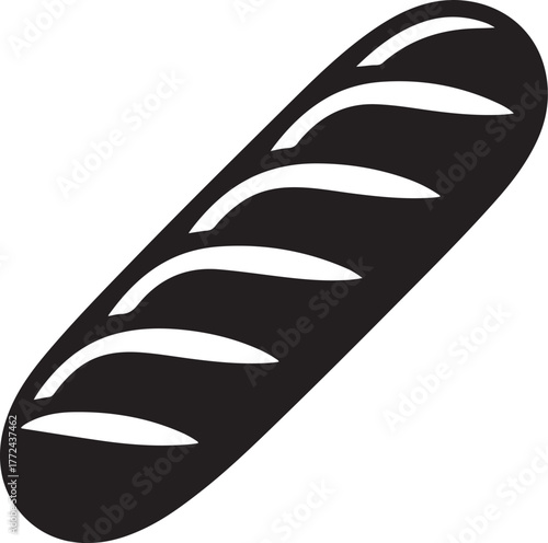 Silhouette of a Crispy Baguette French Bread Food Staple Icon Graphic