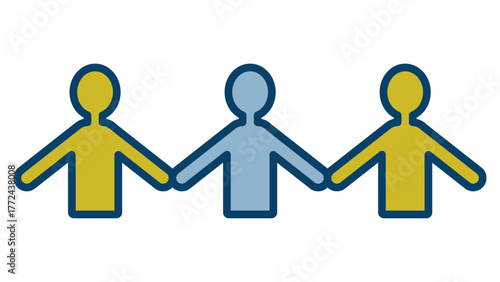 三人の人が横並びになったシンプルな上半身アイコン