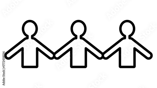 三人が手を繋ぐ上半身の人物イラスト素材