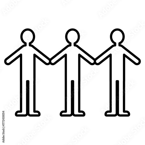 三人の人が横に並んだ全身のシンプルな人物アイコンイラスト