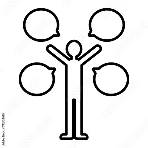 複数の吹き出しを使って会話する全身人物のベクターイラスト