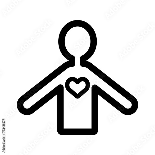 思いやりの気持ちを表現したシンプルな上半身人物とハートのベクターイラスト