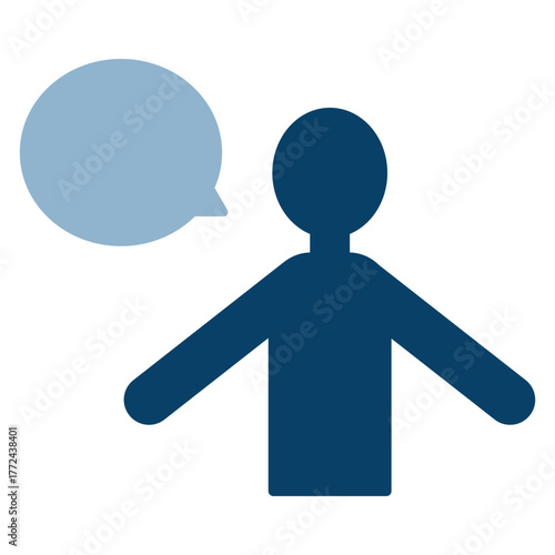 発言をイメージしたシンプルな上半身人物と吹き出しのベクターイラスト