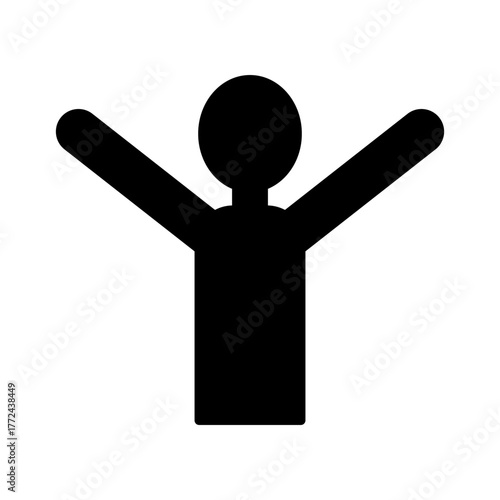 達成感を表す両手を上げた上半身シルエットのピクトグラムイラスト