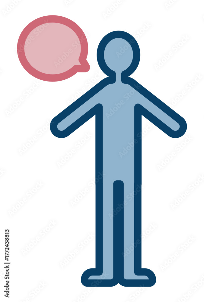 Obraz premium 全身シルエットと吹き出しのシンプルベクターイラスト