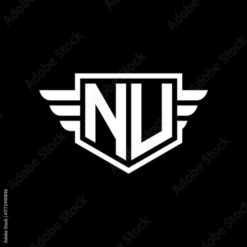 NU Logo vector image of initial shield with wing outline and simple shield