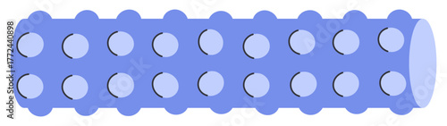 Blue Foam Roller Gym Equipment in Cartoon Style.