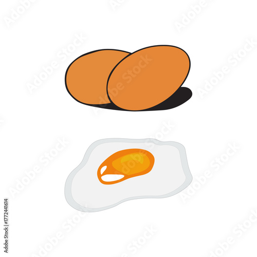 egg and fried egg vector illustration