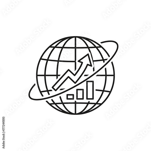 Global financial growth icon concept