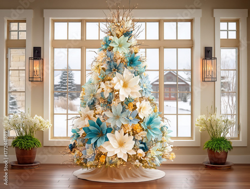a blue Christmas tree