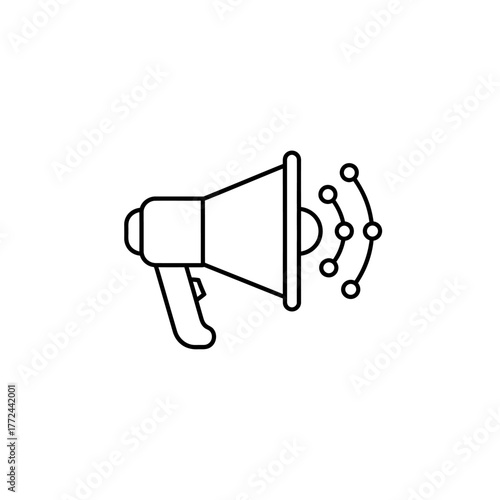 Megaphone broadcasting sound waves