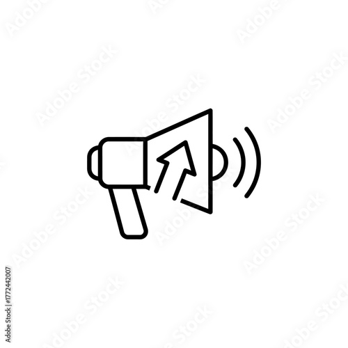 Megaphone with arrow announces promotion