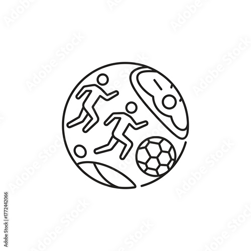 Round icon showcasing various athletic sports