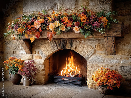 a cozy Christmas log fire